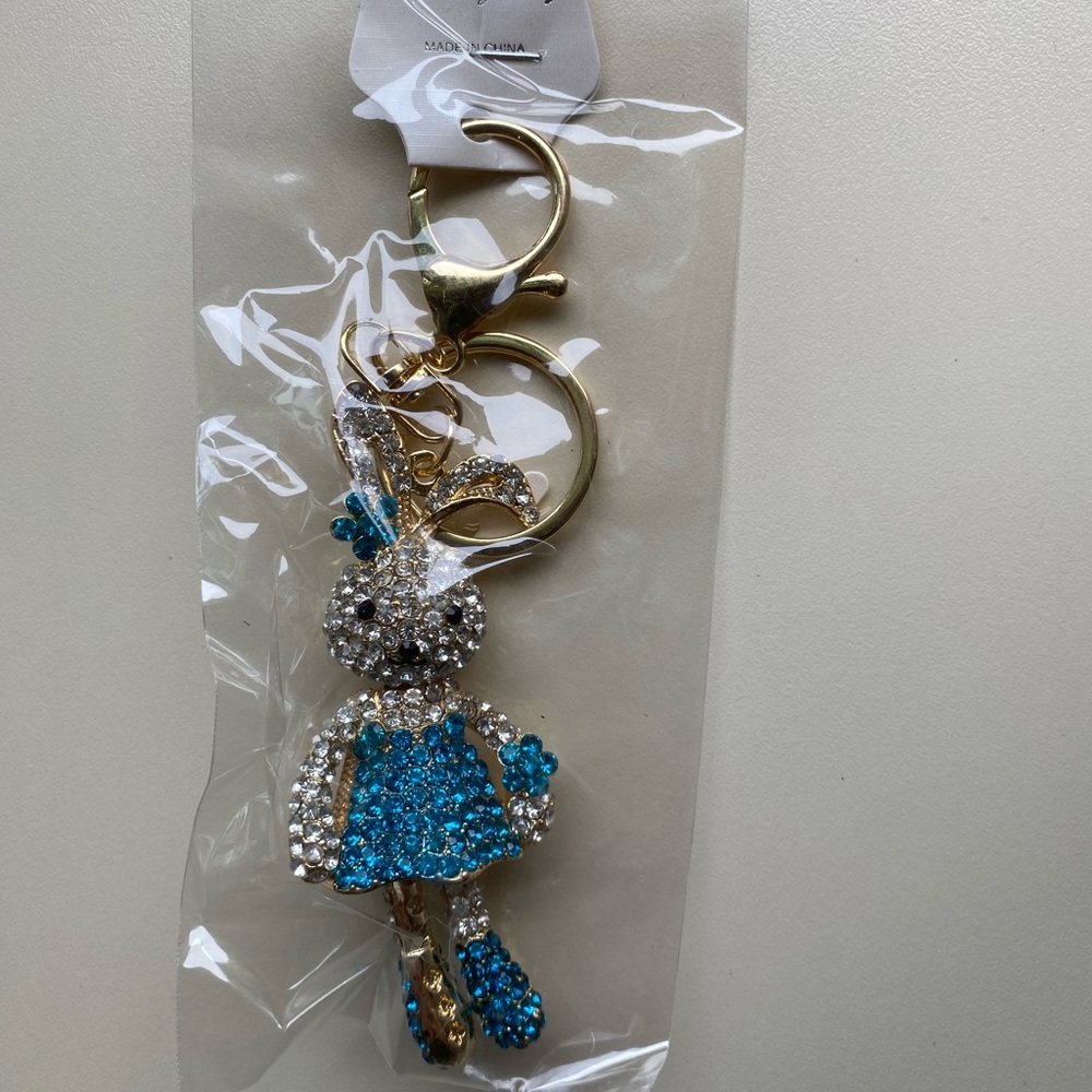 NWT Blue Bunny Keychain/ Bag Charm